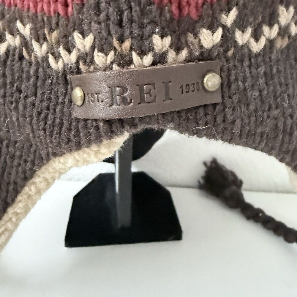 REI Wool Blend Nordic Trapper Hat Sherpa Lined Earflap Beanie Gorpcore Fair Isle - Picture 5 of 16